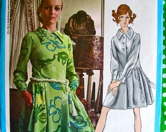 Sale:) JAMES GALANOS Designer * Uncut * 1970s Vogue Americana Pattern 2270 - GLAMOROUS Mod Mini Drop Waist Coat Dress // Bust 36