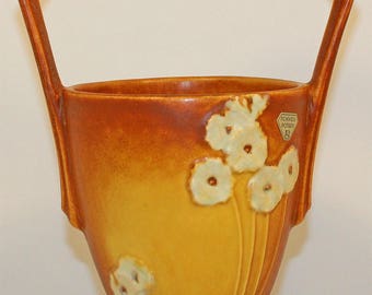 Roseville Pottery Primrose Tan Basket 341-10