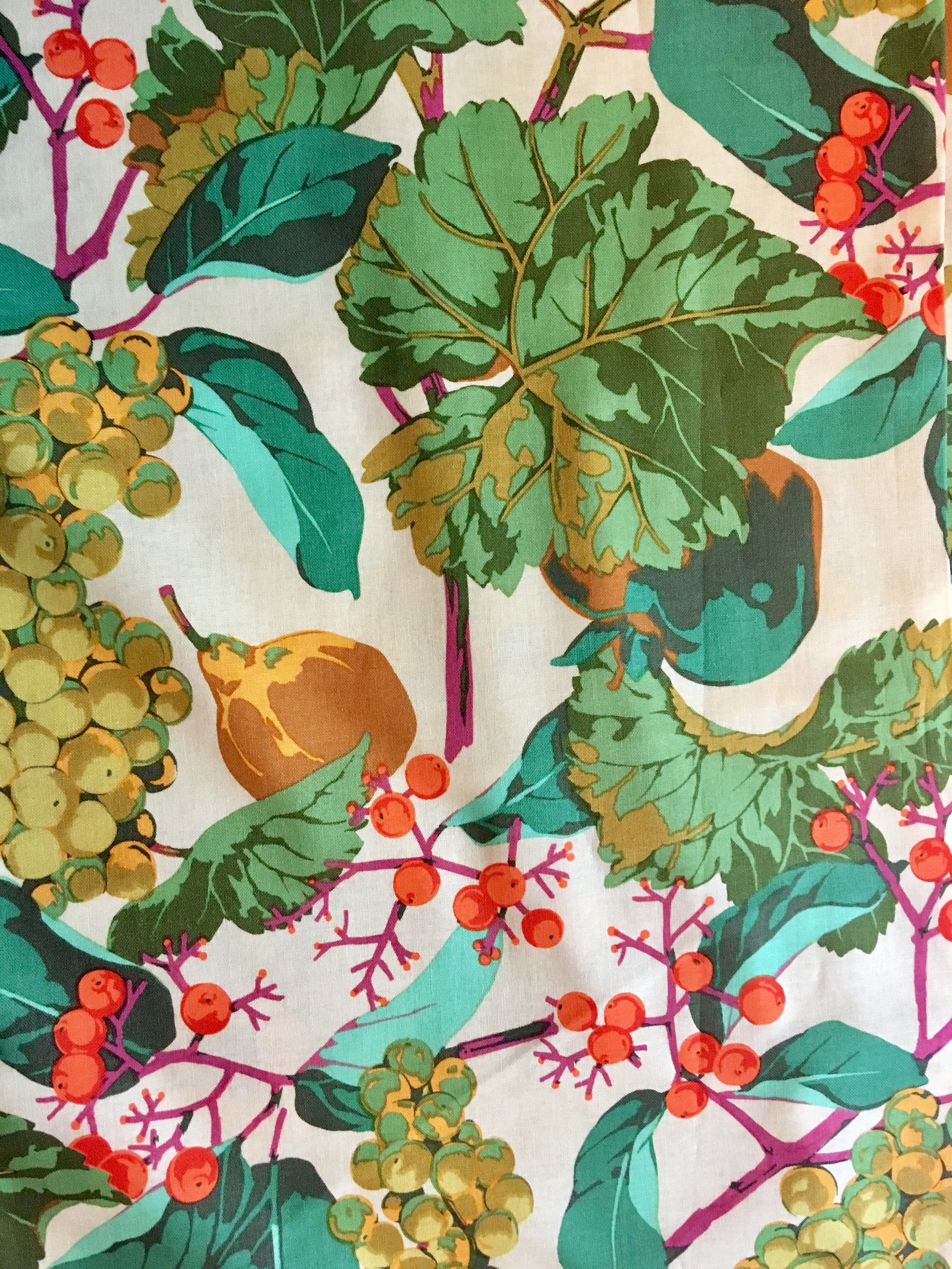 Martha Negley OOP, rare, Autumn Medley, Mix, fruit leaf fabric,by the ...
