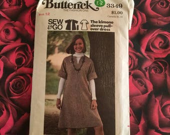 70's Vintage Butterick Pattern #3349 Size Misses 12