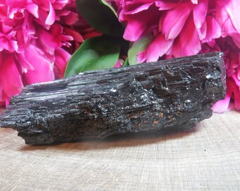 Black Tourmaline, Raw Black Tourmaline, Crystal Mineral Specimen, Large Tourmaline Specimen, Black Gemstone, Grounding Stone, 300g