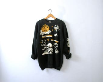 Vintage 90's Halloween sweatshirt, Trick or Treat spooky graphic sweatshirt, size XL