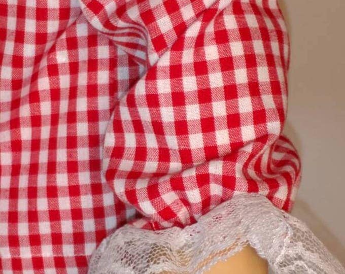 Red gingham long sleeve shirt 18 inch dolls