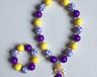Tangled Birthday Outfit - Rapunzel Jewelry - Rapunzel Bracelet - Rapunzel Party - Tangled Party -Rapunzel Necklace Rapunzel Chunky Bracelet