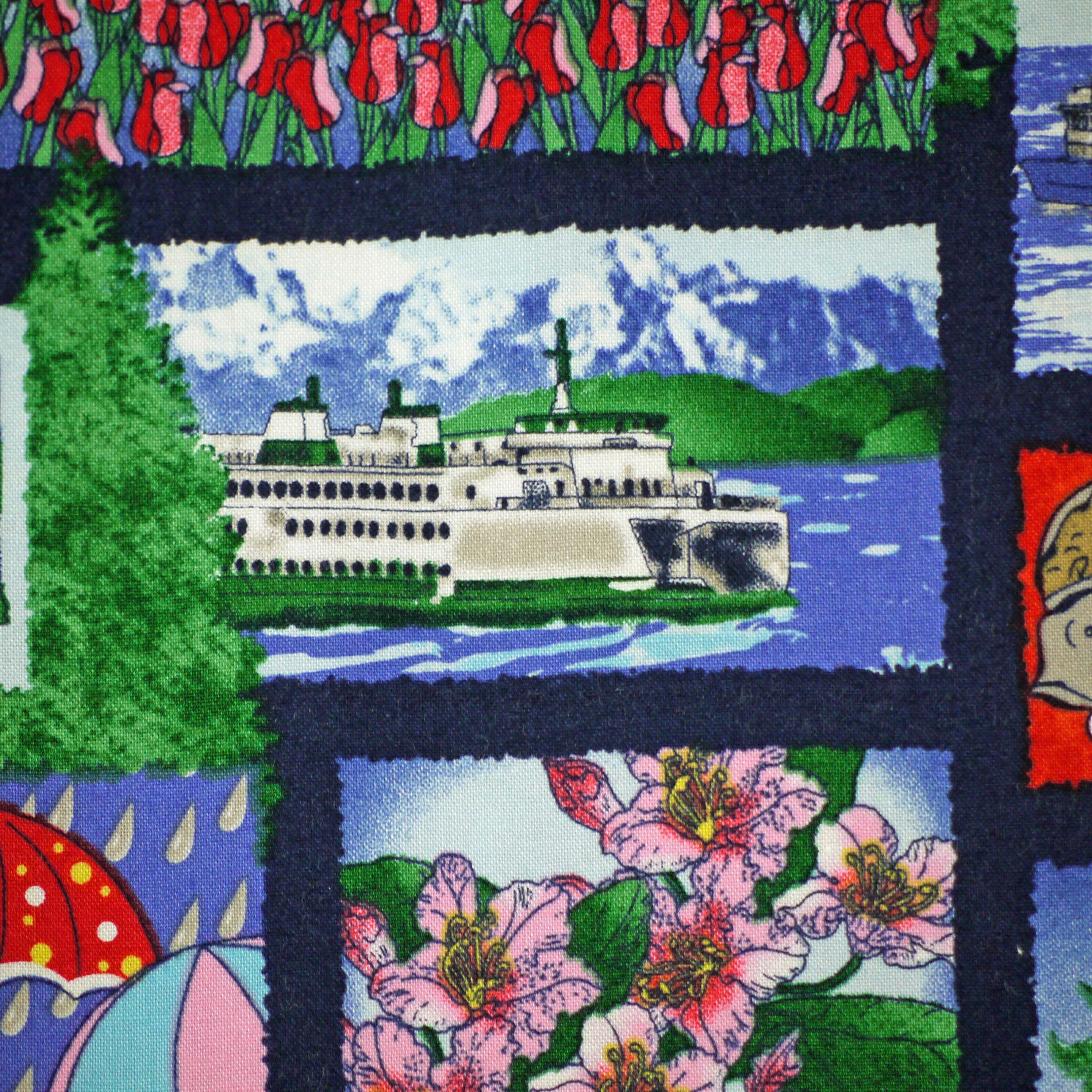 1/2 YARD, COTTON PRINT, Washington State, Quilting Fabric, Pacific, In