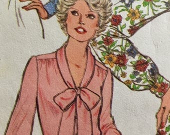 70s Plus Size Blouse Top Pattern Size 22.5 and 24.5 Simplicity 8397 UNCUT