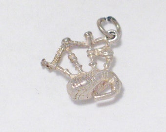 Sterling Silver charm pendant bagpipes 3d 800 Silver scottish 4 necklace bracelet european Scotland vintage fine jewelry