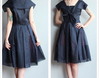 1950s Dress // Silk Organdy Party Dress // vintage 50s dress