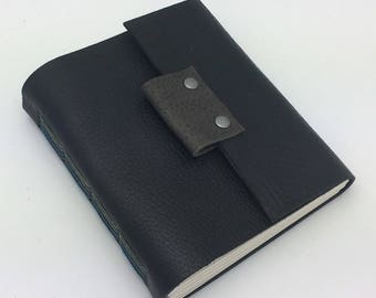 Black Leather Sketchbook, Journal, In Stock, 6 x 5 inches