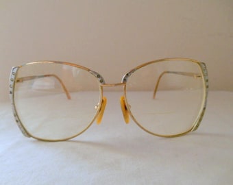 Vintage retro large gold frame Eye glasses