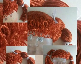 Wig Cabbage Patch Costume Doll Baby Girl Hair Costume Halloween Photo Prop Circumference 17 in Baby Girl Hat Orange Brown Wig Hat Doll Wig
