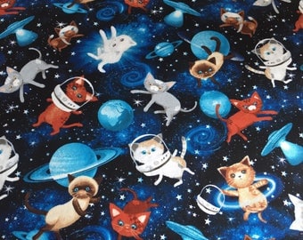 Space cats, Cat fabric, Timeless Treasures, cats in space, space, cats, astronaut, novelty fabric, Tea house fabrics, craft cotton,
