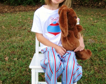 Christmas Pajama Pants - Handmade in the US - Matching Family Christmas Pajamas - Red & Turquoise Pajamas - Infant Toddler Girls Boys Adult