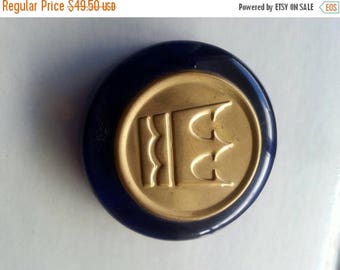Now On Sale Vintage Cobalt Blue Paperweight Crown Design Collectiible Home Decor