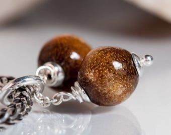 GlassBonBon Dangle SRA Lampwork Bead fits all kinds of european charm bracelets BHB sterling silver