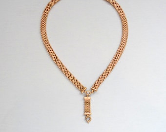 Victorian Watch Chain Necklace. Wide Mesh.