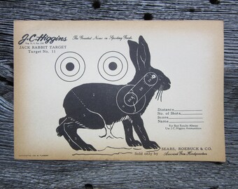 Vintage J.C. Higgins Shooting Target Rabbit Paper Target No. 11 Sears Shooting target - Vintage rifle target - Hunting target Rustic Decor