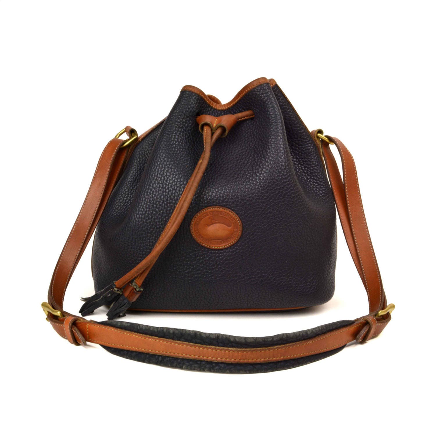 Vintage Dooney & Bourke Bucket Drawstring Bag // Black and