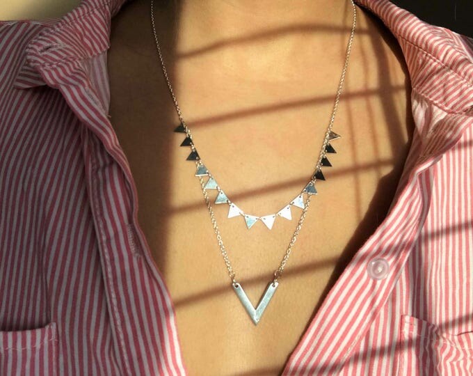 Silver necklace, necklace for women, dainty necklace, minimalist necklace, geometric jewelry, modern necklace, women necklace, women jewelry