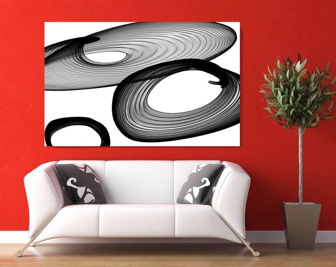 Abstract Black and White 21-03-02. Contemporary Unique Abstract Wall Decor, Large Contemporary Canvas Art Print up to 72" by Irena Orlov