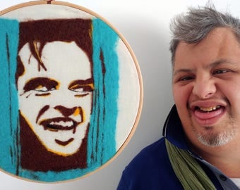 Shining, Jack Nicholson dipinto di lana cardata di nearteneparte, fiber art