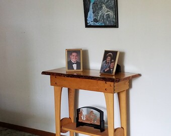 Live Edge Maple Slab Table Entry Table Console Table Copper Accents