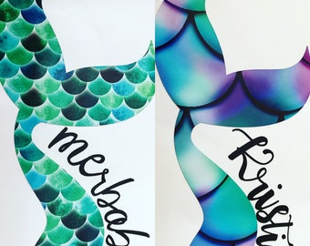 Merbabe - mermaid - merbabe decal -mermaid decal - mermaid hair - mermom- personalized yeti - mermaid at heart - mermaid tail