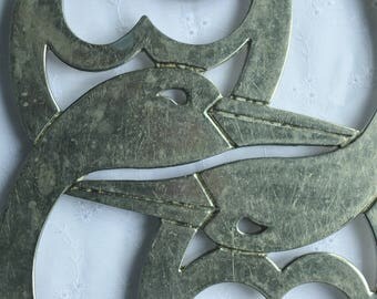 Dessous de plat vintage couple de canards enlacé