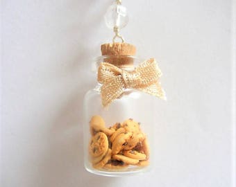 Food Jewelry Cookie Jar Necklace, Miniature Bottle Necklace, Bottle Pendant, Miniature Food, Handmade Jewelry, Mini Bottle, Cookie Necklace