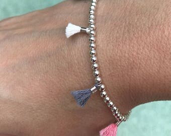 Tassel Bracelets, Tassel jewelry, silver bracelets, boho jewelry