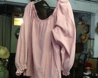 Vintage 1960-70's Cotton Gauze Hippie Blouse