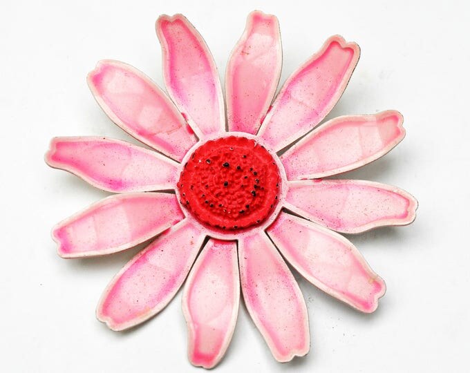 Flower Brooch - Light Pink - Enamel on Metal - Floral pin
