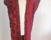 ON SALE L-Xl Surcoat with Hood in Red Patterned Velvet