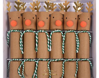 Christmas crackers, christmas decorations, christmas table decorations, rudolf christmas party crackers, christmas dinner entertainment