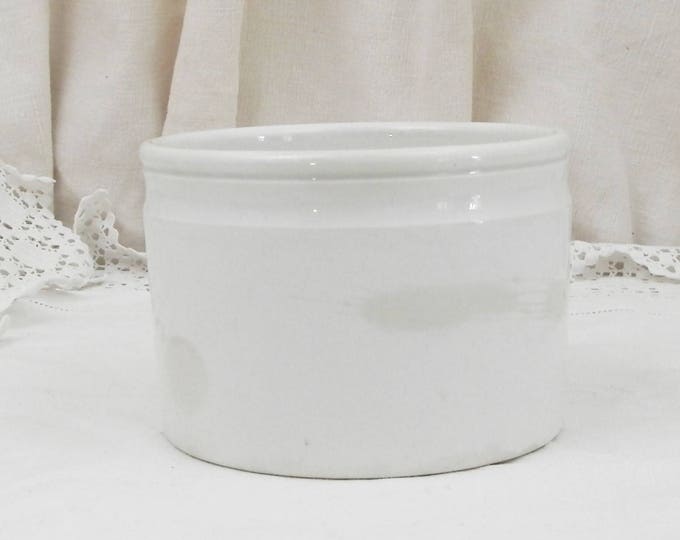 Antique White Ironware Confit Pot made by Gien in France, Wide Ceramic Patina Cream Colored Rillettte Jar, French Country Kitchen Decor