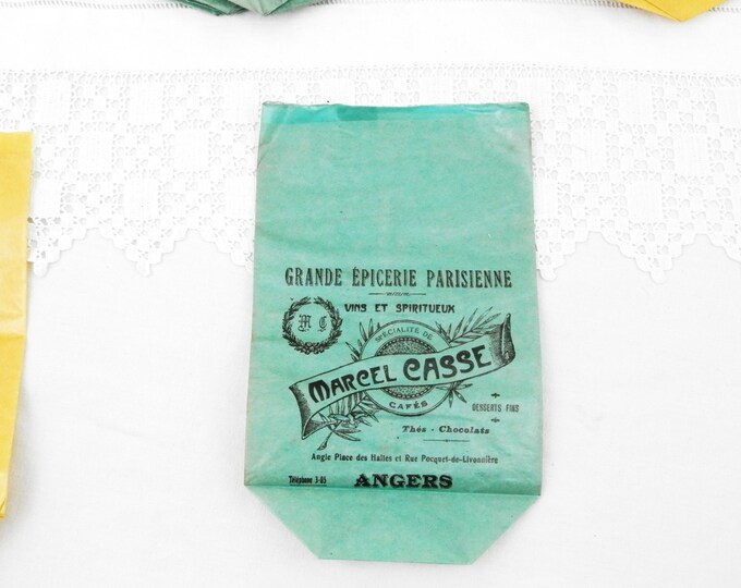 Vintage Unused "Grande Epicerie Parisienne" Bags for Coffee Made of Grease Proof Paper for Marcel Casse in Anger, Brocante from Paris