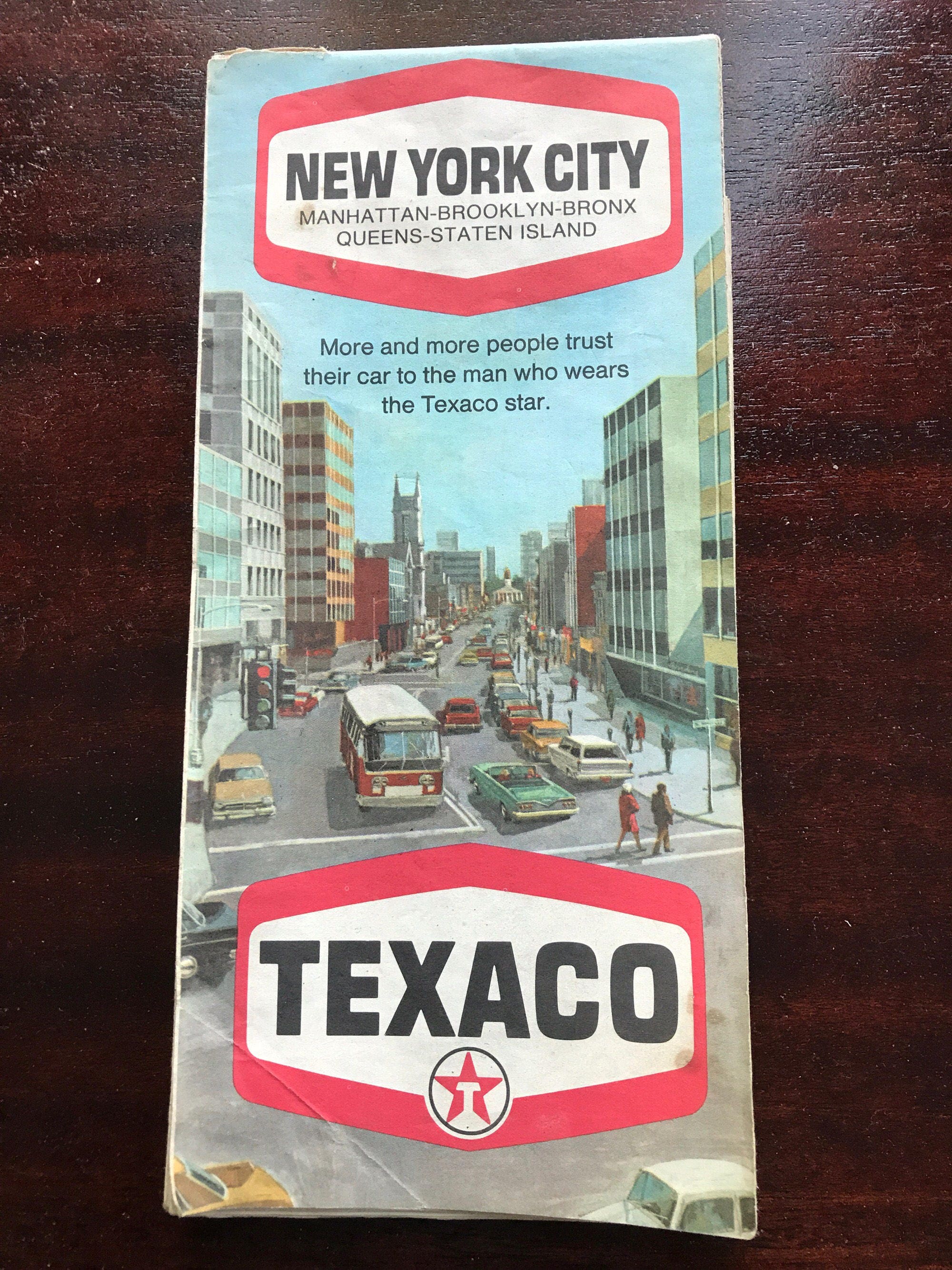 Vintage Texaco Gas Station Map of NYC