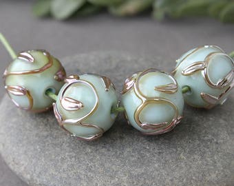 Handmade Lampwork Beads, 1 pc Glass Bead, Lampwork Beads, Floral Lampwork, Lampwork Glass Beads, Lampwork, Handmade Beads