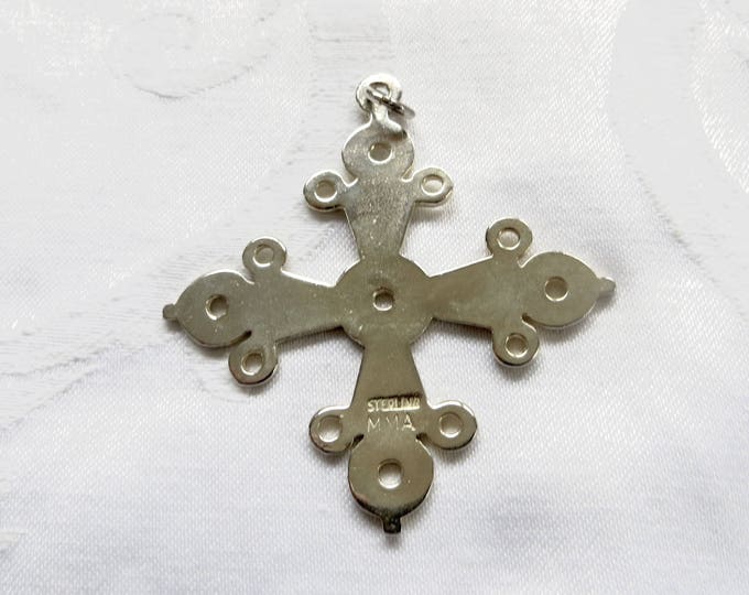 Sterling Maltese Cross Pendant, Sterling Silver Cross, MMA Museum of Modern Art, Vintage Malta Cross Jewelry