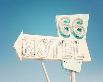 Route 66, Neon Sign, Motel 66, California Photography, Needles, Havasu, Mojave Desert, Travel Photography, Art, Print, Large Wall