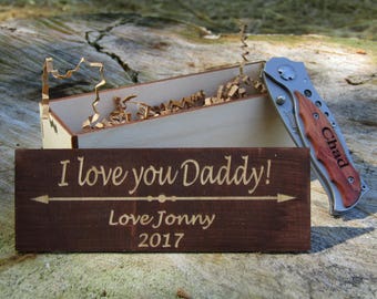 Father's Birthday Knife Dad's Gift Personalized Custom Pocket Knife Engraved Dad or Grandpa, Knife Gift Set, I Love My Daddy, Father's Day
