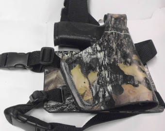 Leather Tactical leg holster/ camo leather