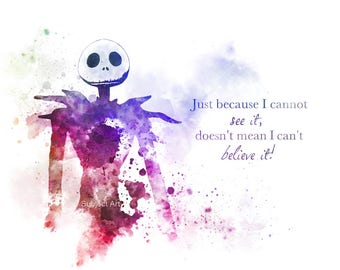 Jack Skellington Quote ART PRINT illustration, Nightmare Before Christmas, Tim Burton, Jack, Sally, Wall Art, Home Decor