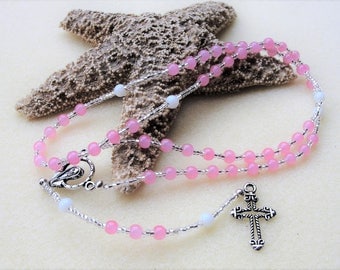 Catholic Rosary Beads,Personalized Rosary,Pink Rosary,Catholic Rosary,Baptism Gift,Confirmation Gift,Communion Gift,Prayer Beads,Rosaries
