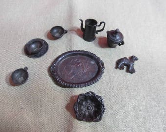 miniature pewter tea set