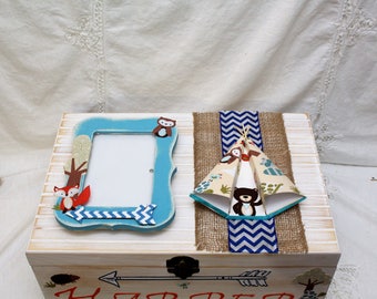 Woodland Animal Baby Memory Box, Baby Keepsake Box, Large Wood Box, Time Capsule, Memory Box, Birth Box, Storage Box, Baby Boy Gift Box