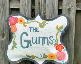 Floral Burlap Door Hanger