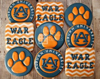 Auburn University Logo Decorated Sugar Cookies Sports Theme