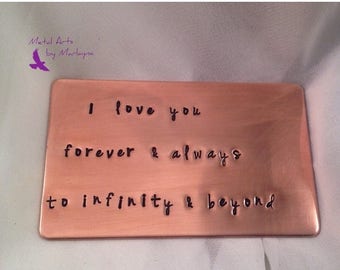 7 Year Anniversary, Gifts For Men, Copper Wallet Insert , Husband Gifts, Boyfriend Presents, Personalized Gift, Hand Stamped Wallet Card