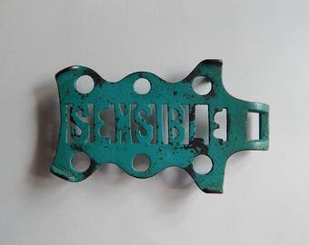 6" x 3 3/4" Sensible Cast Iron Green Painted Metal Trivet Vintage Sad Iron Holder